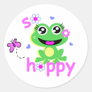 Pegatina Redonda tan hoppy frog screen.ai