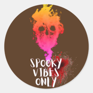 Pegatina Redonda Tan sólo vibraciones de humo rojo Skull Halloween