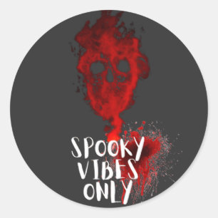 Pegatina Redonda Tan sólo vibraciones de humo rojo Skull Halloween