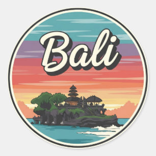 Pegatina Redonda Tanah Lot Bali Indonesia Viaje