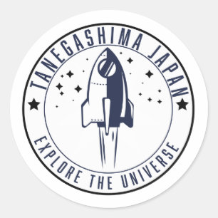 Pegatina Redonda Tanegashima Japón Explora el Universo