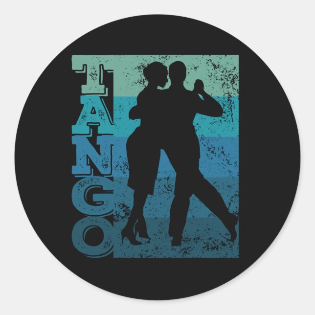 Pegatina Redonda Tango argentino retro vintage tango vals (Anverso)