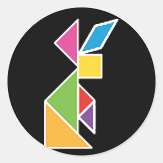 Pegatina Redonda tangram rabbit coelho