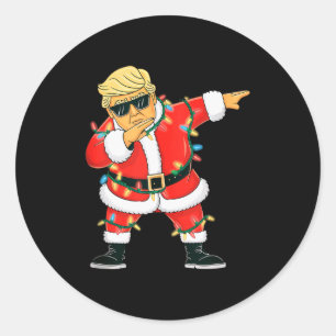 Pegatina Redonda Tanque de Santa Trump Navidad Dab Xmas Hombres Muj