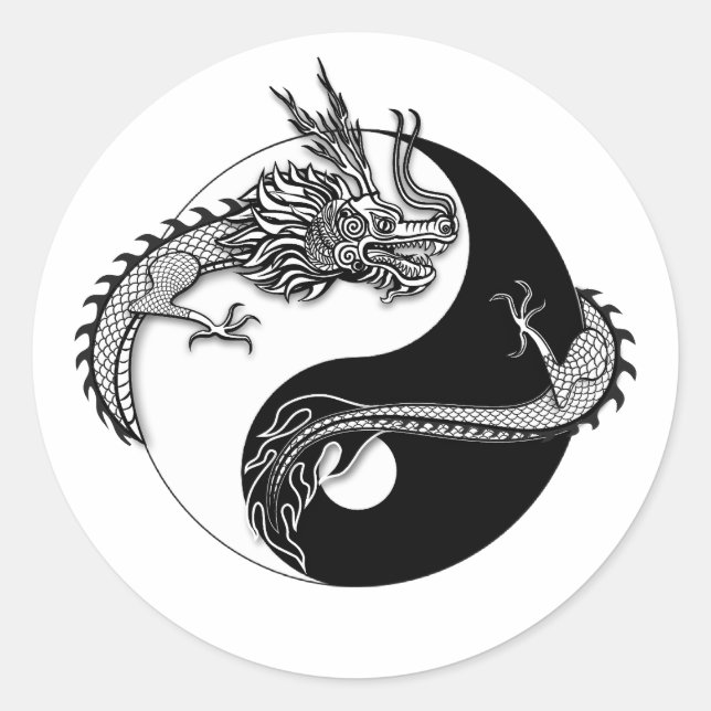 Pegatina Redonda Tao del Año Dragón (Anverso)
