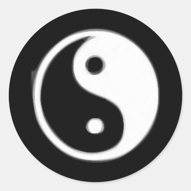 Pegatina Redonda Taojitu blanco y negro (Anverso)