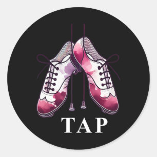 Pegatina Redonda Tap Dance Lover Dancing Shoes Competencia De Baila