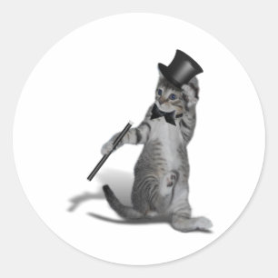 Pegatina Redonda Tap Dancing Cat