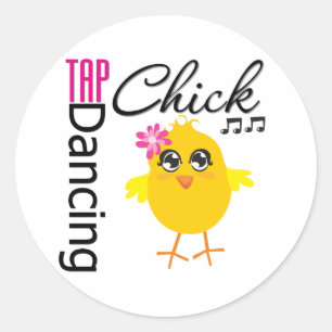 Pegatina Redonda Tap Dancing Chick