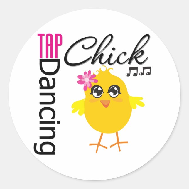 Pegatina Redonda Tap Dancing Chick (Anverso)