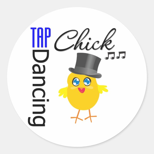 Pegatina Redonda Tap Dancing Chick 3 (Anverso)