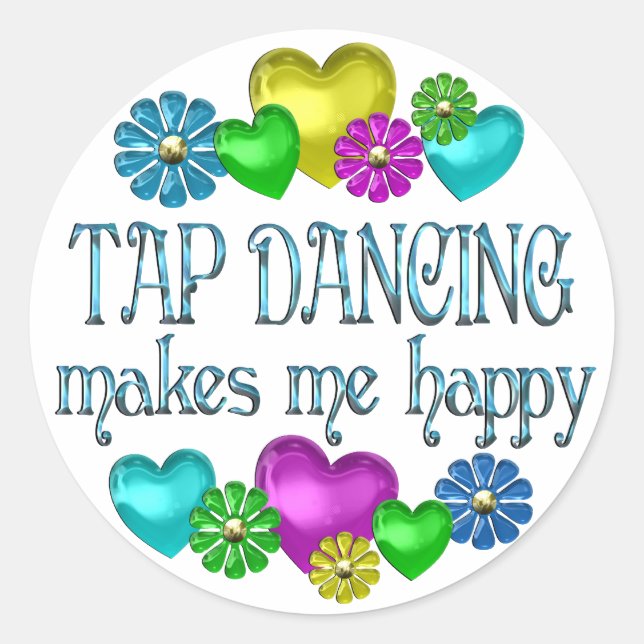 Pegatina Redonda Tap Dancing Happiness (Anverso)