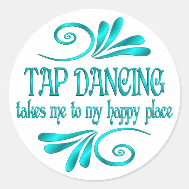 Pegatina Redonda Tap Dancing Happy Place (Anverso)