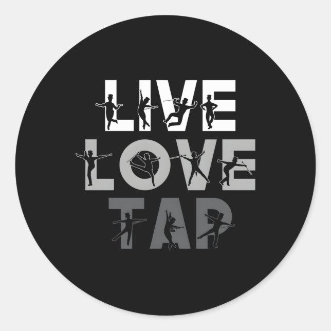 Pegatina Redonda Tap Dancing Live Love Tap Dance (Anverso)