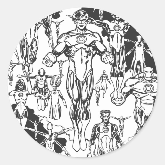 Pegatina Redonda Tapa de amanecer esmeralda, negro y blanco (Anverso)