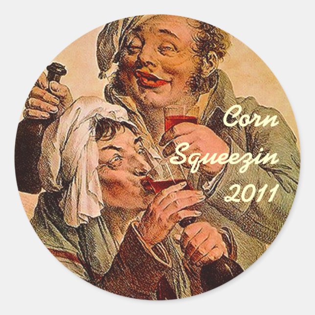 Pegatina Redonda tapa de enlatado casera de Squeezin del maíz lindo (Anverso)