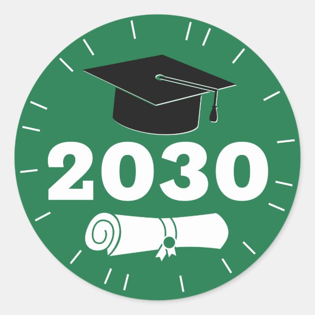 Pegatina Redonda Tapa de graduación moderna año de graduación Diplo (Anverso)