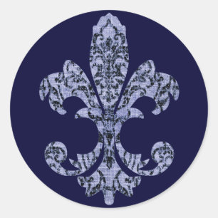 Pegatina Redonda Tapestry Fleur de lis 1