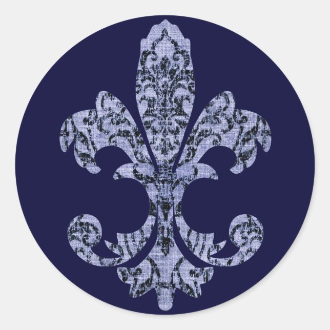 Pegatina Redonda Tapestry Fleur de lis 1 (Anverso)