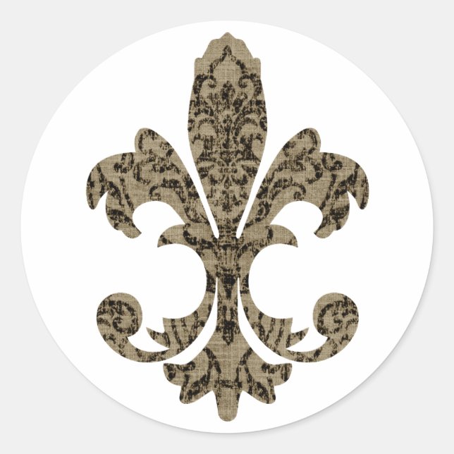 Pegatina Redonda Tapestry Fleur de lis 4 (Anverso)