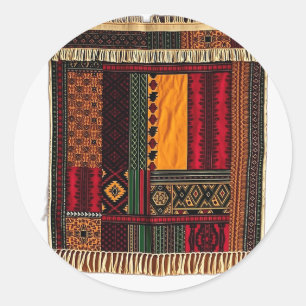 Pegatina Redonda Tapiz africano con patrones culturales