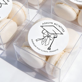 Pegatina Redonda Tapón de graduación minimalista con soplo