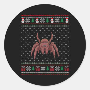 Pegatina Redonda Tarantula Usando Sombrero Santa Fea Xmas Tarantula