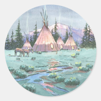 PEGATINA REDONDA TARDE CAMPAMENTO TIPI POR SHARON SHARPE