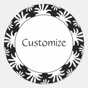 Pegatina Redonda Tarde de la plantilla de Trifids - B&W