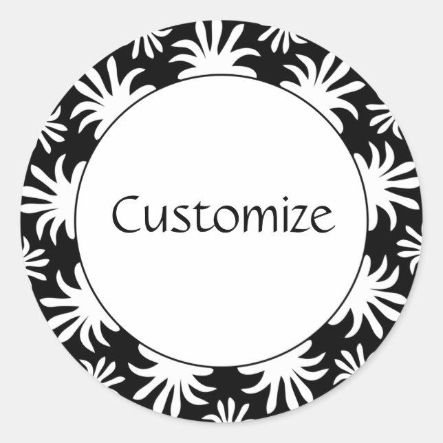 Pegatina Redonda Tarde de la plantilla de Trifids - B&W (Anverso)