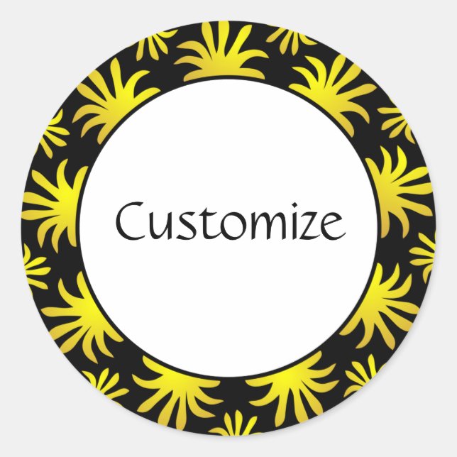 Pegatina Redonda Tarde de la plantilla Triffids - Negro y Oro (Anverso)