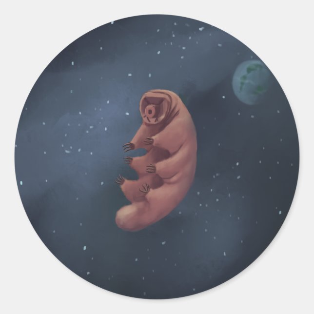 PEGATINA REDONDA TARDIGRADE ESPACIAL (Anverso)