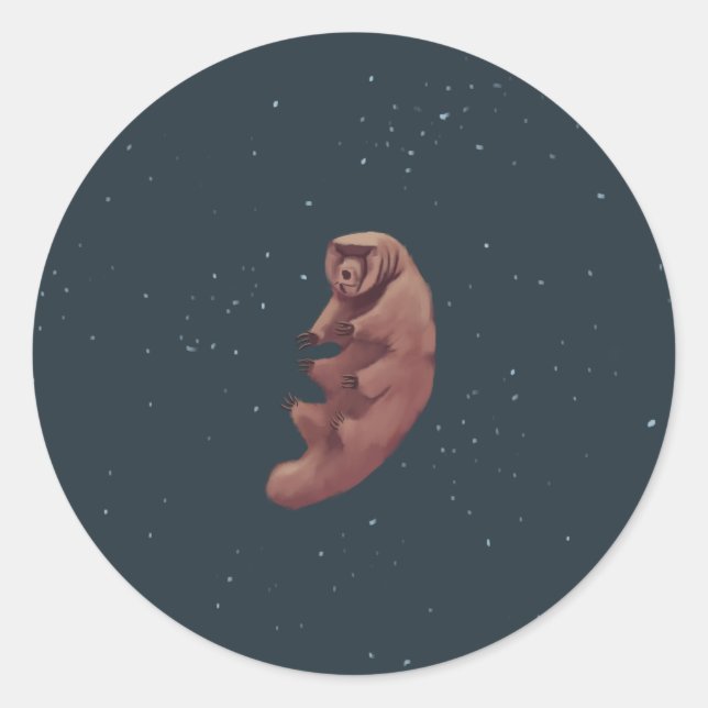 Pegatina Redonda Tardigrado en el espacio (Anverso)
