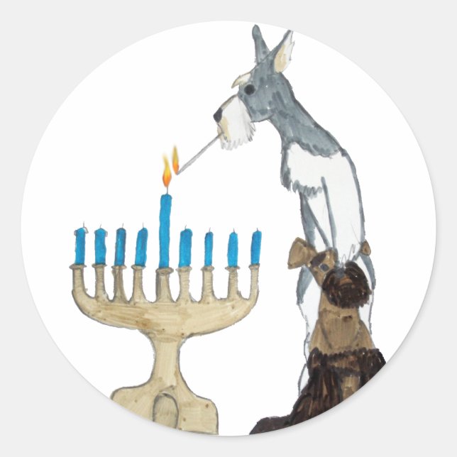 Pegatina Redonda tarjeta chanukah ( Hanukkah ) (Anverso)