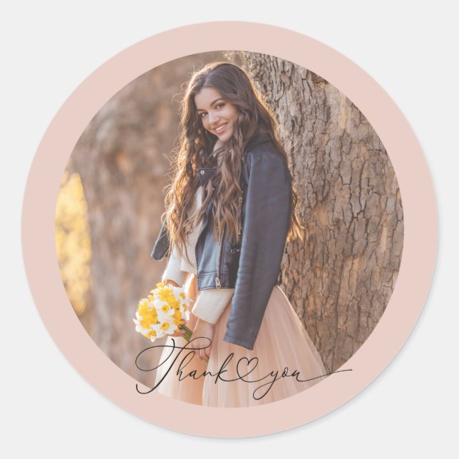 Pegatina Redonda Tarjeta de agradecimiento a la graduación del cora (Anverso)