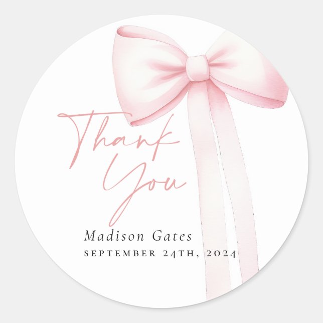 Pegatina Redonda Tarjeta de agradecimiento de Bow (Anverso)