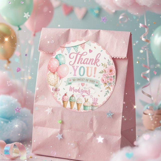 Pegatina Redonda Tarjeta de agradecimiento de cumpleaños de helado  (Subido por el creador)