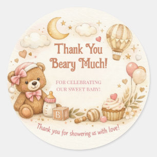 Pegatina Redonda Tarjeta de agradecimiento para Baby Shower   Diseñ