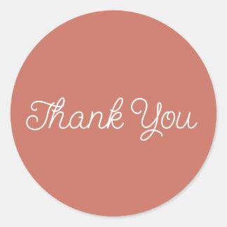 Pegatina Redonda Tarjeta de agradecimiento plana de terracota con c