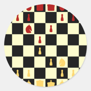 Pegatina Redonda Tarjeta de ajedrez