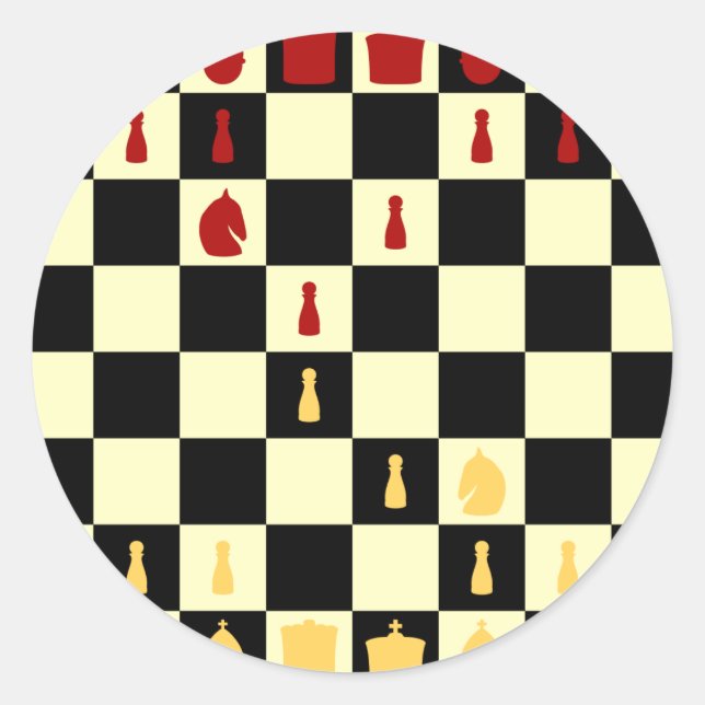 Pegatina Redonda Tarjeta de ajedrez (Anverso)