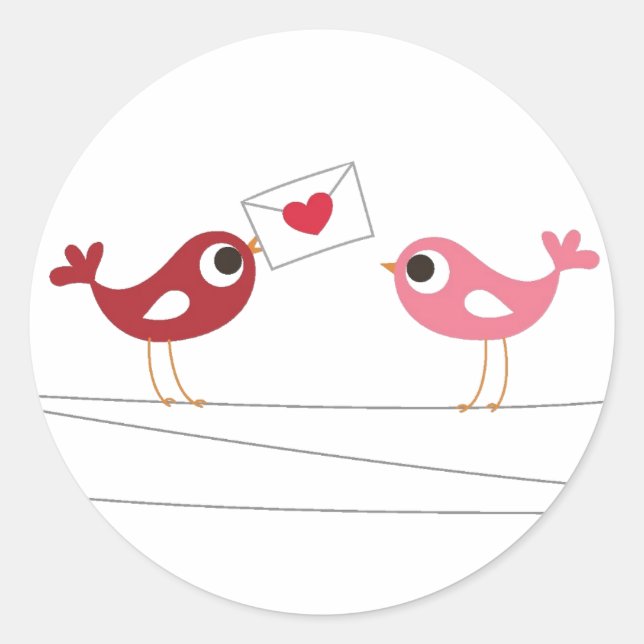 Pegatina Redonda Tarjeta de amor para aves (Anverso)