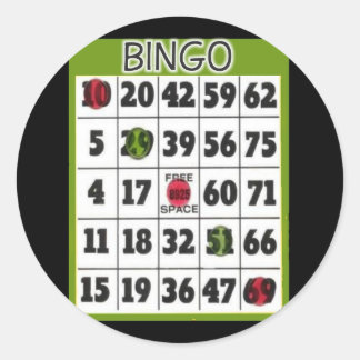 Pegatina Redonda Tarjeta de bingo