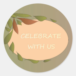 Pegatina Redonda Tarjeta de Celebración de Hojas de Otoño