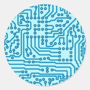 Pegatina Redonda Tarjeta de circuito digital electrónica