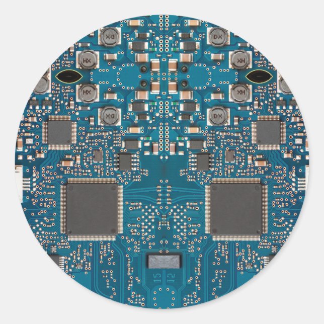 Pegatina Redonda Tarjeta de circuitos (Anverso)