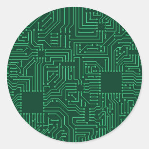 Pegatina Redonda Tarjeta de circuitos de computadora