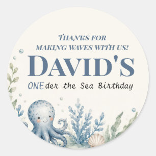 Pegatina Redonda Tarjeta de felicitación de cumpleaños náutico pers