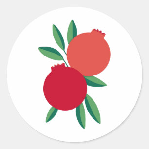 Pegatina Redonda Tarjeta de felicitación Rosh Hashana Pomegranate (