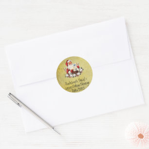 Pegatina Redonda Tarjeta de Feliz Navidad Wesołych Świąt polaco San